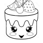 Coloriage De Gateau Kawaii Nice Kawaii Cake With A Cute Smiling Face Cupcake Face With Icing