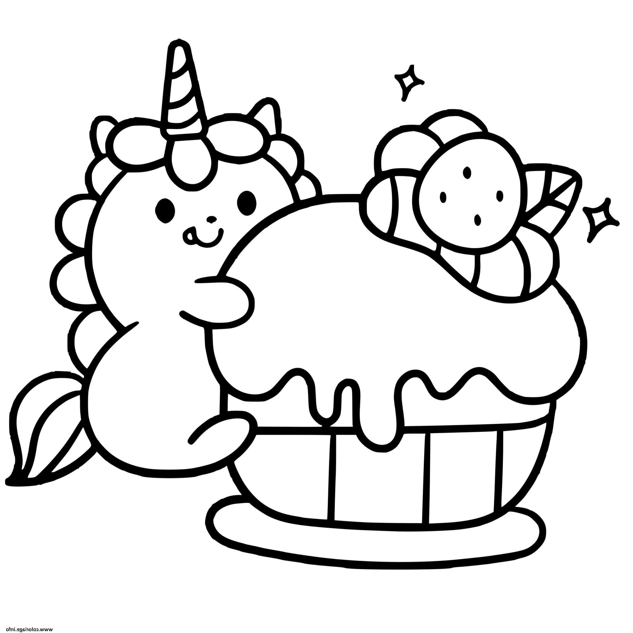 bebe licorne kawaii cupcake coloriage