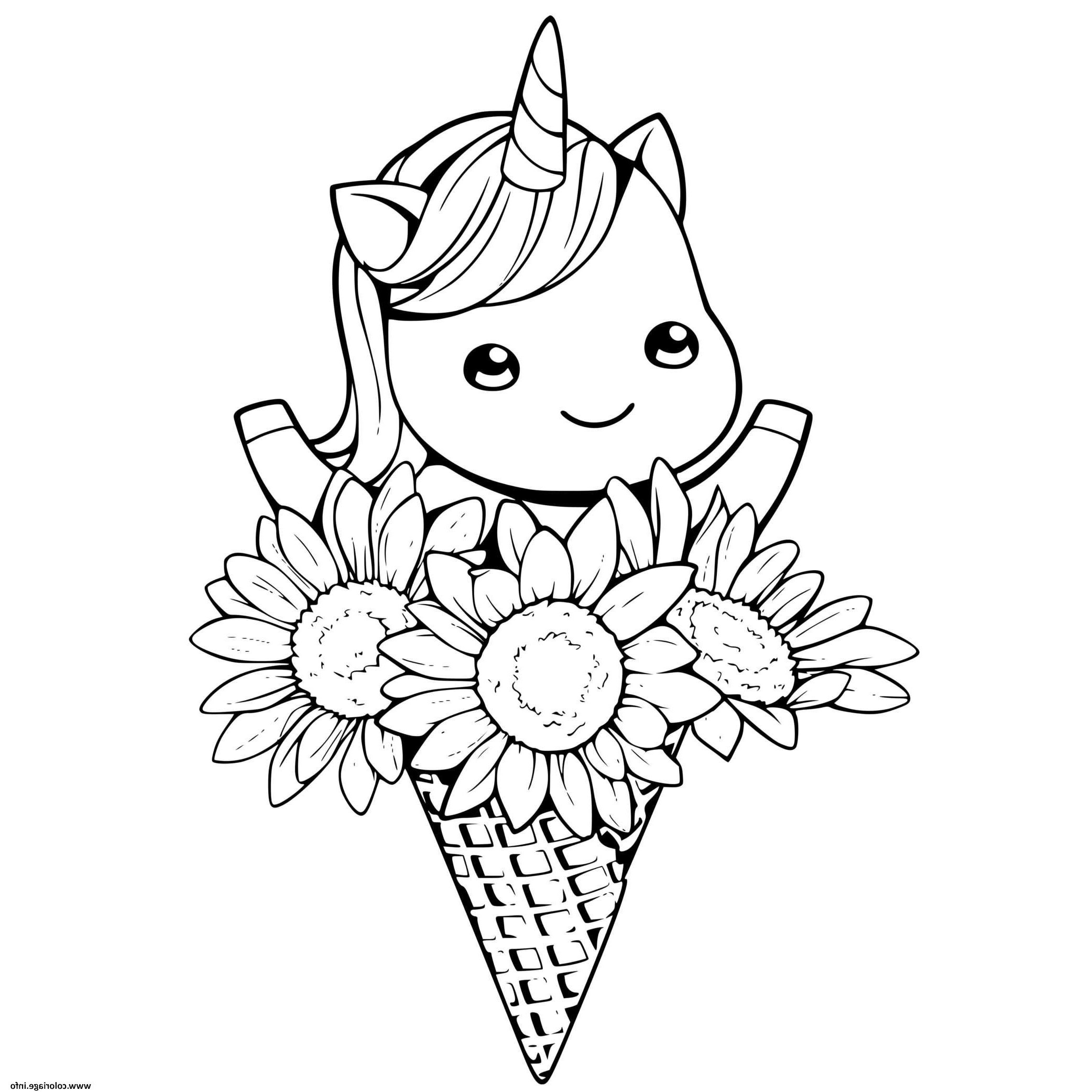licorne dans un bouquet de fleurs coloriage dessin