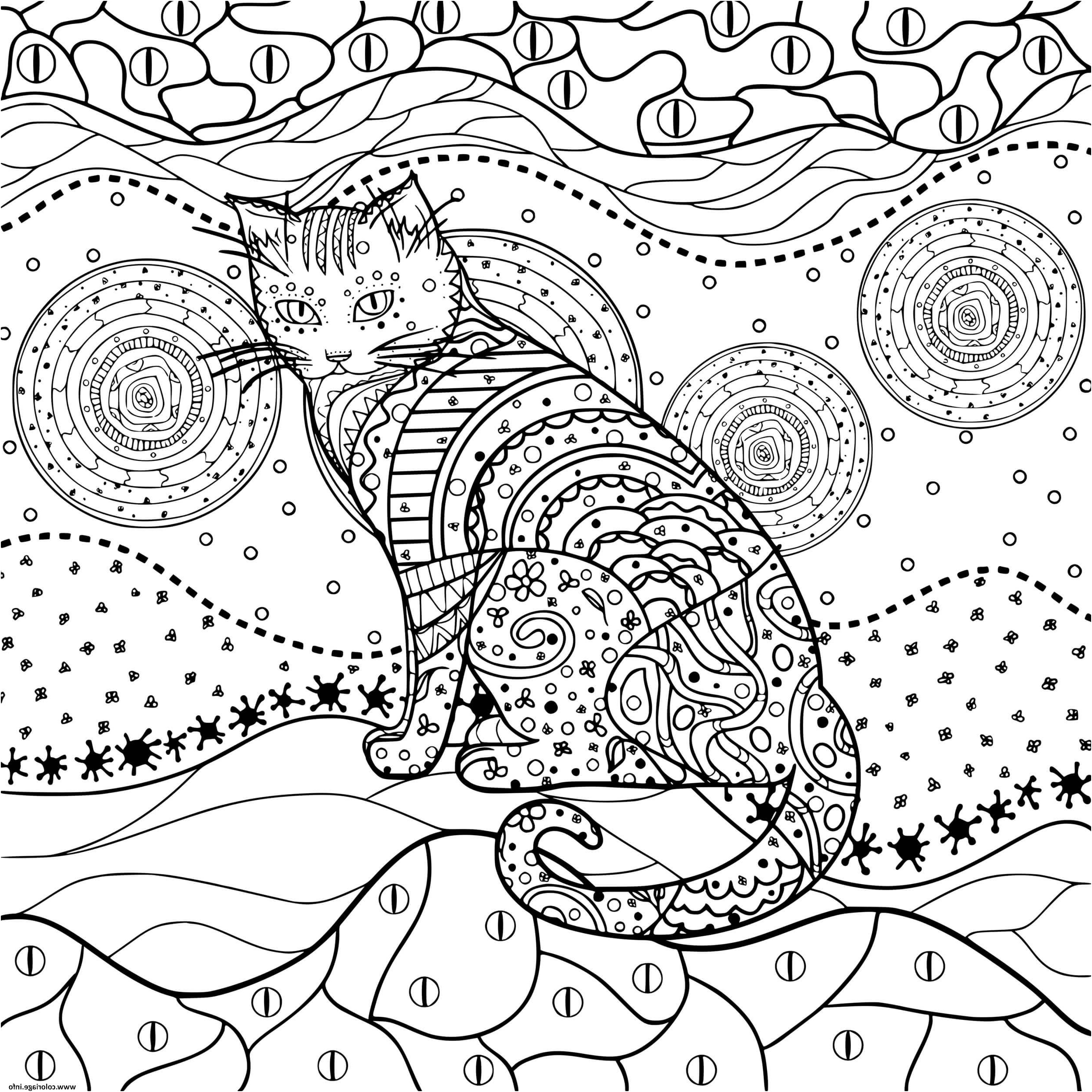 chat mandala paysage divers coloriage dessin