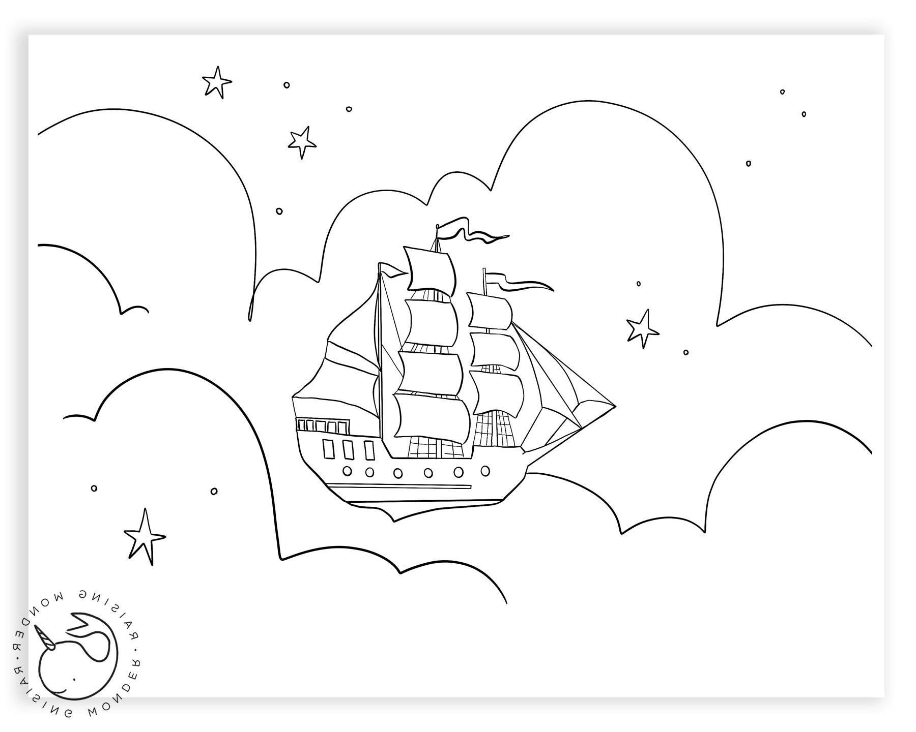 single coloring page peter pan pirate ship
