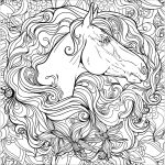 Coloriage Chevaux Nice Horse In Flowers Horses Adult Coloring Pages