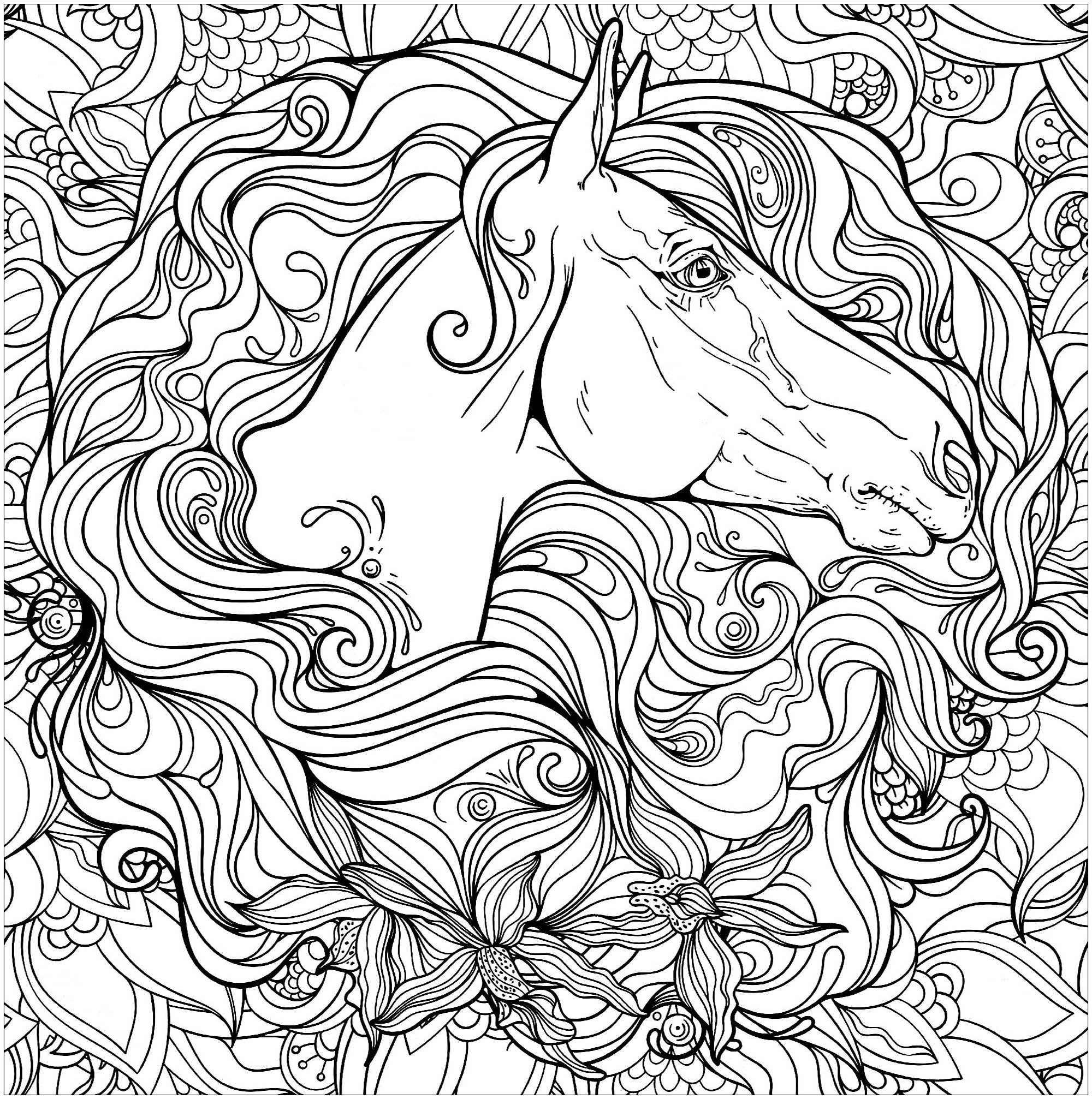 image=horses coloring horse in flowers 1