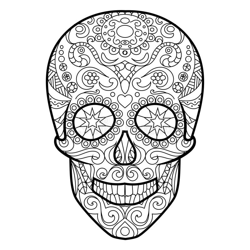illustration stock livre de coloriage de crâne pour le vecteur d adultes image
