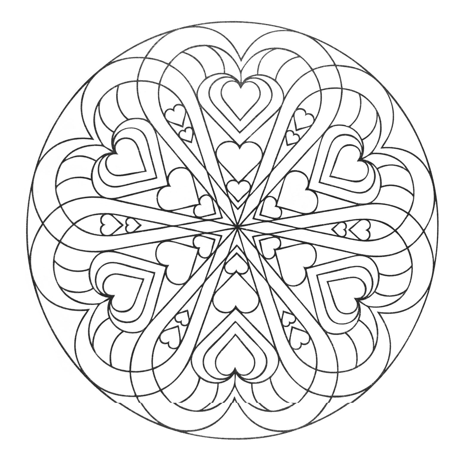 Coloriage De Mandala De Coeur A Imprimer Génial Mandala Coeurs Mandalas Coloriages Difficiles Pour Adultes