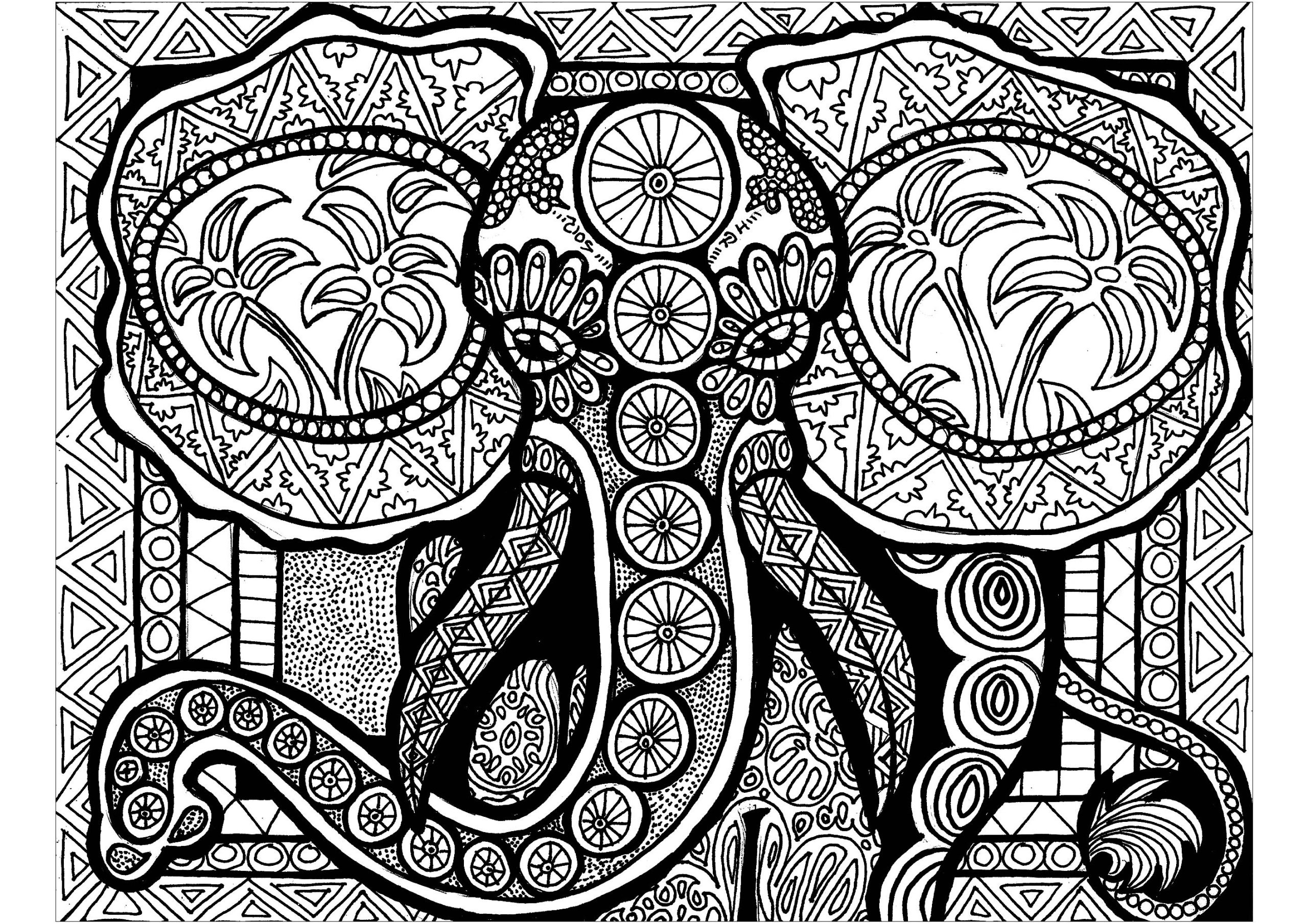 image=zentangle coloriage lignes de elephant HGCreations 1