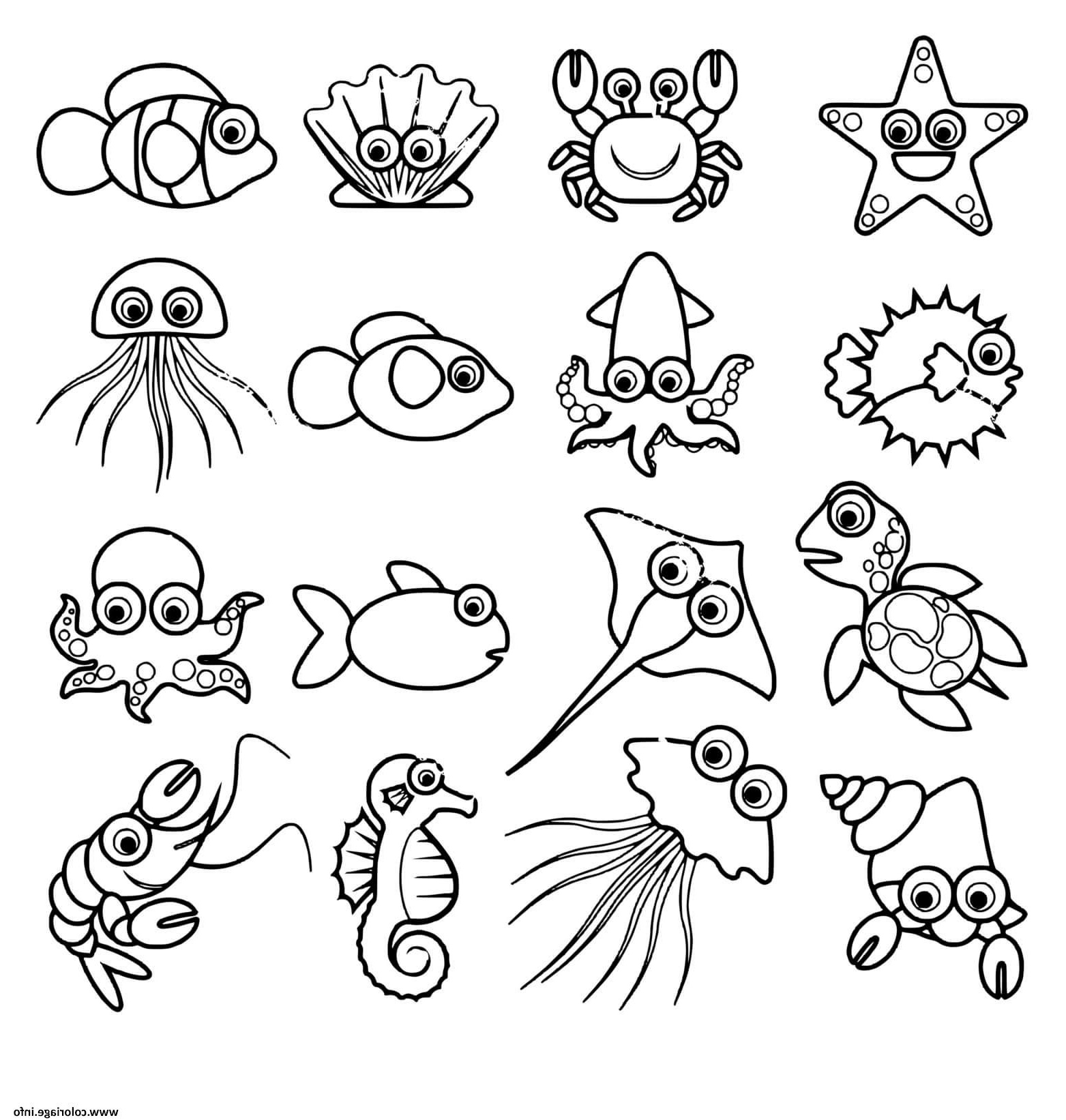 les petits animaux marins pour enfants kawaii coloriage