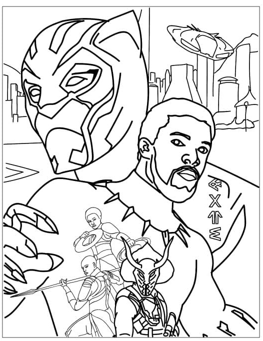 coloring pages black panther superhero marvel free