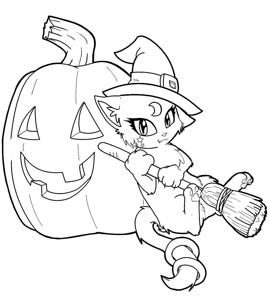 halloween kitty coloring pages