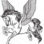 Coloriage Chevaux à Imprimer Gratuit Unique Pegasus Mythological Winged Horse Black White Tattoo Vector Winged Horse White