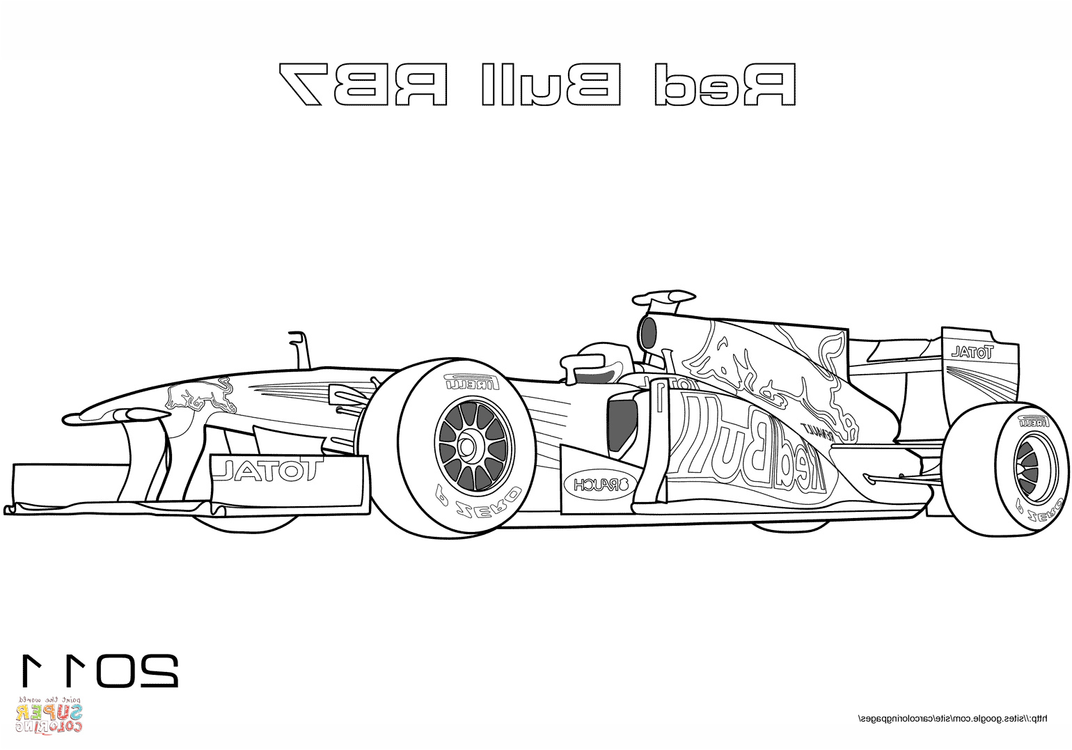 Coloriage formule 1 Red Bull Élégant Coloriage Voiture De formule 1 Red Bull Rb7