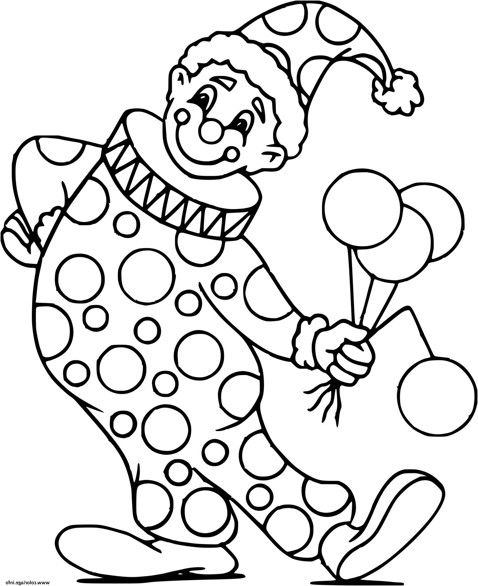 clown avec son deguisement et des ballons de celebration coloriage dessin