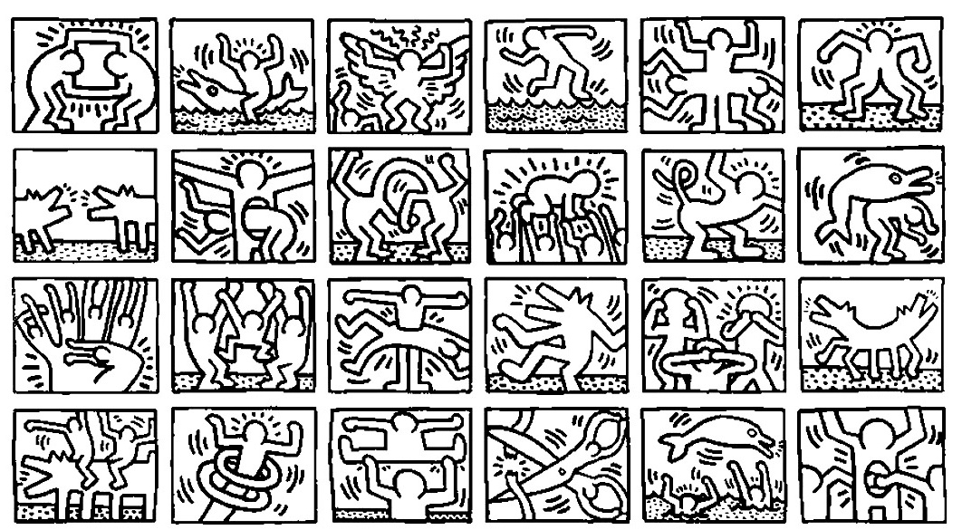 Carnet De Coloriage Keith Haring Inspiration Keith Haring 4 Masterpieces Coloring Pages for Adults
