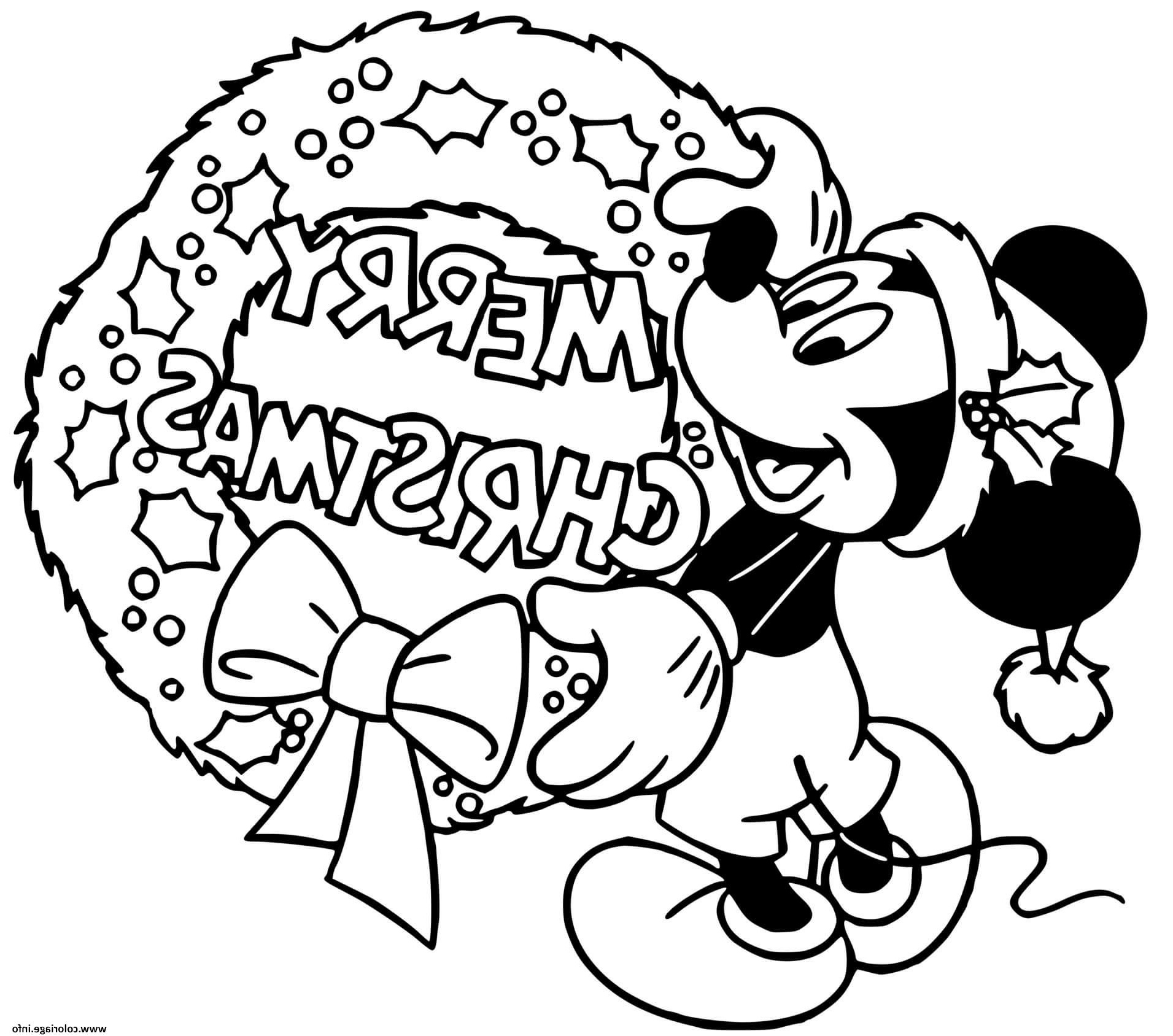 mickey mouses wreath merry christmas coloriage